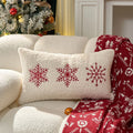 Axyaa Embroidered Holiday HoHo Pillow - Red Snowflake & Ginger Cake Design