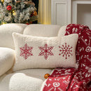 Axyaa Embroidered Holiday HoHo Pillow - Red Snowflake & Ginger Cake Design