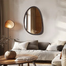 Axyaa Black Walnut Wood Frame Abstract Wall Mirror for Home Decor