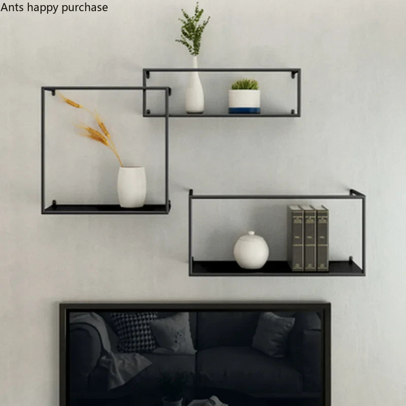 Axya Gold Iron Shelf: Nordic Metal Frame for Stylish Wall Display and Plant Stand