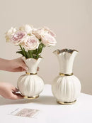 Axyaa Blue and White Porcelain Vase: European Style Home Decor, High-End Floral Arrangement
