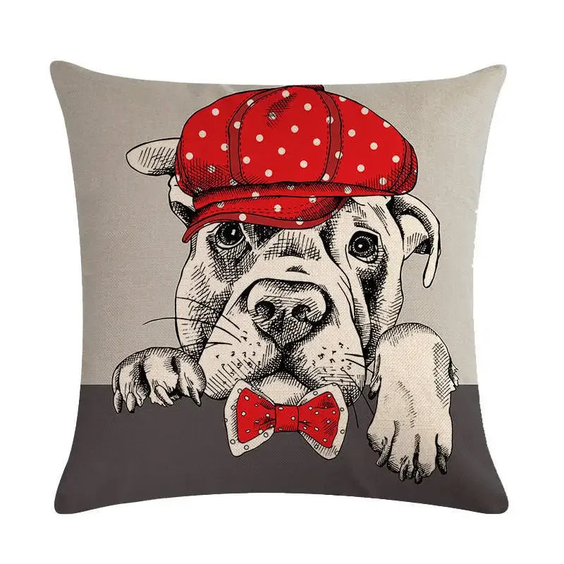 Axyaa Cartoon Dog Linen Pillow Case 45*45cm