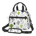 Axyaa Cactus Green Floral Thermal Lunch Bag with Adjustable Strap