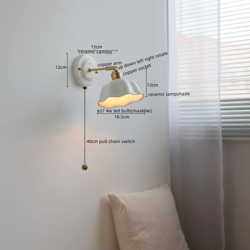 Axyaa Nordic Ceramic LED Wall Lights for Bedroom Living Room Decoration