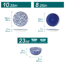 Axyaa 36 Piece Chinese Blue White Porcelain Plate Set with Tableware