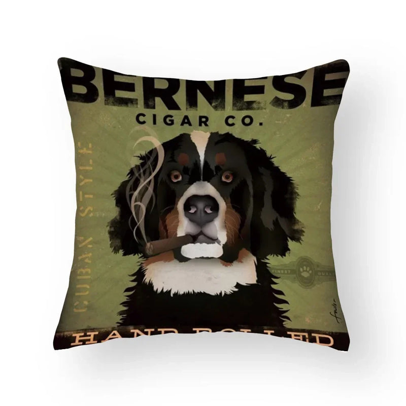 Funny Cartoon Cat & Dog Pillow Covers by Axyaa: Luxury Sofa Bed Decor Pillowcase