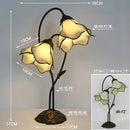 Axyaa Lotus Flower Tiffany Stained Glass Table Light Fixture, LED Bedroom Lamp