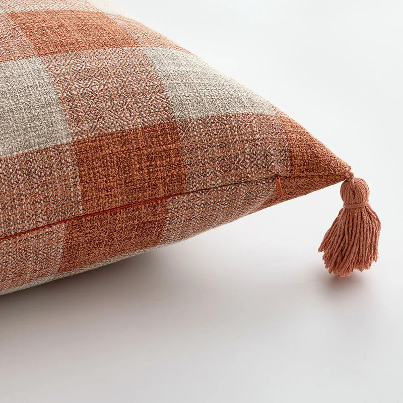 Orange Linen Tassels Cushion Cover by Axyaa: Decorative Pillow for Living Room, Bed, Sofa
