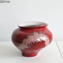 Axyaa Red Ceramic Retro Vase: Creative Plant Pot for Floral Arrangements