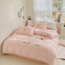 Axyaa Ice Cream Embroidered Bedding Set: Duvet Cover, Sheet, Pillowcases - Soft & Skin-friendly