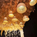 Axyaa Rattan Wicker Chandelier Pendant Light Handwoven Hanging Lamp E27 Bulb
