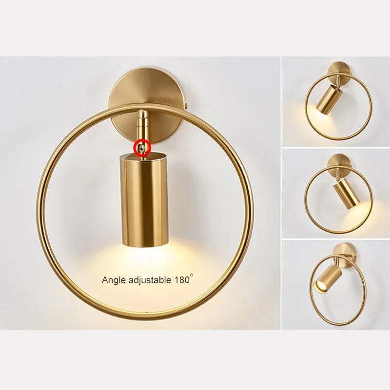 Luxury Brass Plating Nordic Wall Lamp by Axyaa for Elegant Bedroom Office Lighting