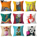 Axyaa Geometric Character Pillowcase | Sofa Home Decor Polyester Cushion