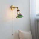 Axyaa Flower Glass LED Wall Sconce Pull Chain Switch Rotatable Mirror Light
