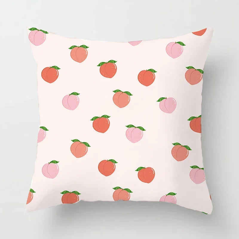 Peachy Pink Pattern Cushion Cover 45X45CM for Sofa Decor by Axyaa