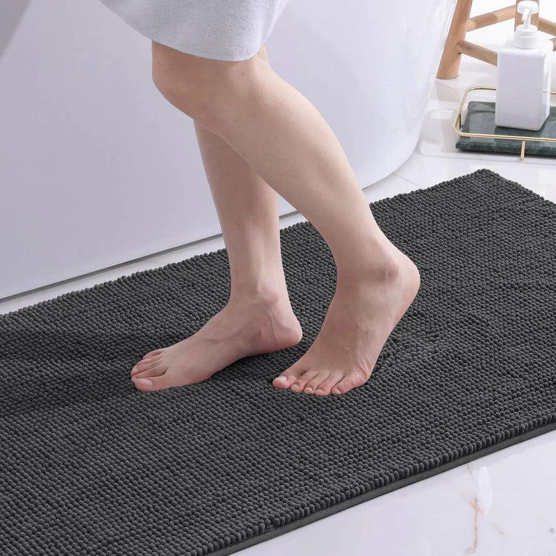 Axyaa Chenille Bathroom Mats - Ultra Soft, Non-slip, Plush Microfiber Rugs