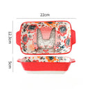 Axyaa Ceramic Double Ear Baking Plate - Cute Cartoon Design for Restaurant and Home