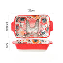 Axyaa Cartoon Ceramic Double Ear Baking Plate for Cheese & Baked Rice