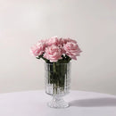 Axyaa Red Glass Vase for Stylish Living Room Decor, Elegant Hydroponic Flower Arrangement