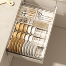 Axyaa Telescopic Dish Drying Rack Drawer Organizer for Kitchen Storage