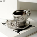 Axya Couple Kiss Ceramic Tea Coffee Cup Saucer Set Milk Mugs Drinkware