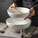Axyaa Matte Stone Patterned Ceramic Ramen Soup Salad Fruit Noodle Bowl Large Capacity
