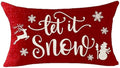 Axyaa Snowflake Print Linen Lumbar Pillow Cover for Sofa Decoration