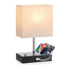 Axyaa Grey Bedside Lamp with USB C Ports and Phone Stands
