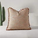 Axyaa Boho Green Velvet Pompom Throw Pillow Covers - Decorative Cushion Cases