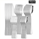 Axyaa 30-Piece Stainless Steel Cutlery Set - Ideal for Restaurants and Hotels