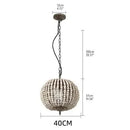 Axyaa Nordic Wooden Bead LED Chandelier, Retro Attic E27 Pendant Lamp