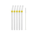 Axyaa Glass Flower Straws Set for Cocktails & Smoothies