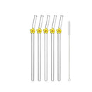 Axyaa Glass Flower Straws Set for Cocktails & Smoothies