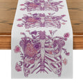 Axyaa Halloween Skeleton Floral Table Runner for Dining Room