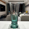 Axyaa Crystal Glass Vase: Light Luxury Style, Large-Mouthed for Living Room Decor