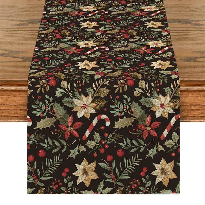 Axyaa Poinsettia Table Runner - Festive Dining Room Decor