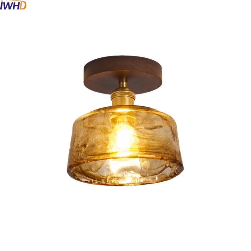 Axyaa Copper Wood LED Ceiling Lamp Modern Indoor Lighting Fixtures