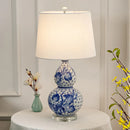 Axyaa Crystal Gourd Ceramic Table Lamp, High-End Embossed High Grade Luxury Bedside Lamp