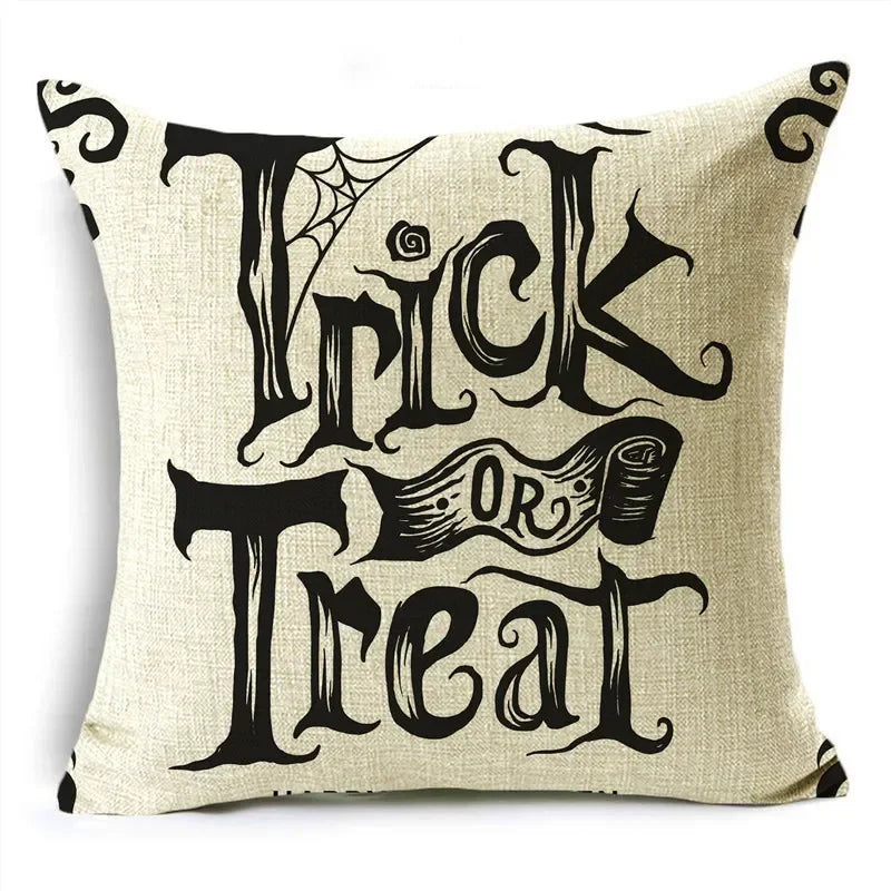 Black White Happy Halloween Trick Or Treat Pillowcase for Axyaa Décor
