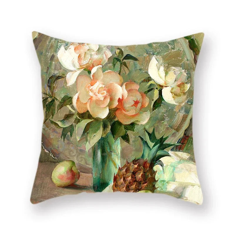 Axyaa Vase Flower Polyester Throw Pillowcase for Home Decor