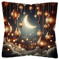 Axyaa Ramadan Pillow Cover: Fasting Lamp & Crescent Moon Design
