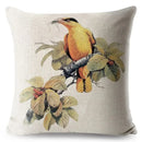 Axyaa Vintage Floral Bird Linen Cushion Cover - 45*45cm