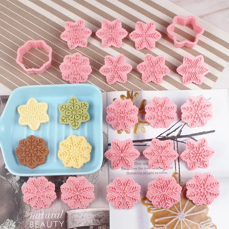 Axyaa Snowflake Cookie Cutter Set - 9Pcs Christmas Baking Tools & Pastry Molds