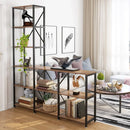 Axyaa Industrial Ladder Corner Bookcase, 6-Tier Rustic Open Shelf Storage Organizer