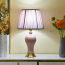 Axyaa Pink Ceramic Bedroom Table Lamp Ice Crack Design Girls' Bedside Decor