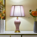 Pink Ceramic Table Lamp, Axyaa Brand Ice Crack Design, Button Switch, Bedroom Girls' Room Decor