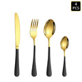Axyaa 24-Piece Gold & Black Stainless Steel Cutlery Set