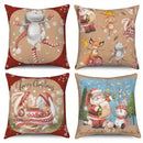 Axyaa Christmas Rabbits & Festive Characters Pattern Cushion Cover for Sofa, Bedroom, Car
