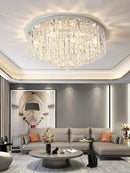 Axyaa Crystal Circle Ceiling Lamp Modern LED Chandelier Art Deco Lighting Fixtures