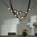 Axyaa Italian Leather Glass Chandelier_LED Pendant Lamp for Home Decor